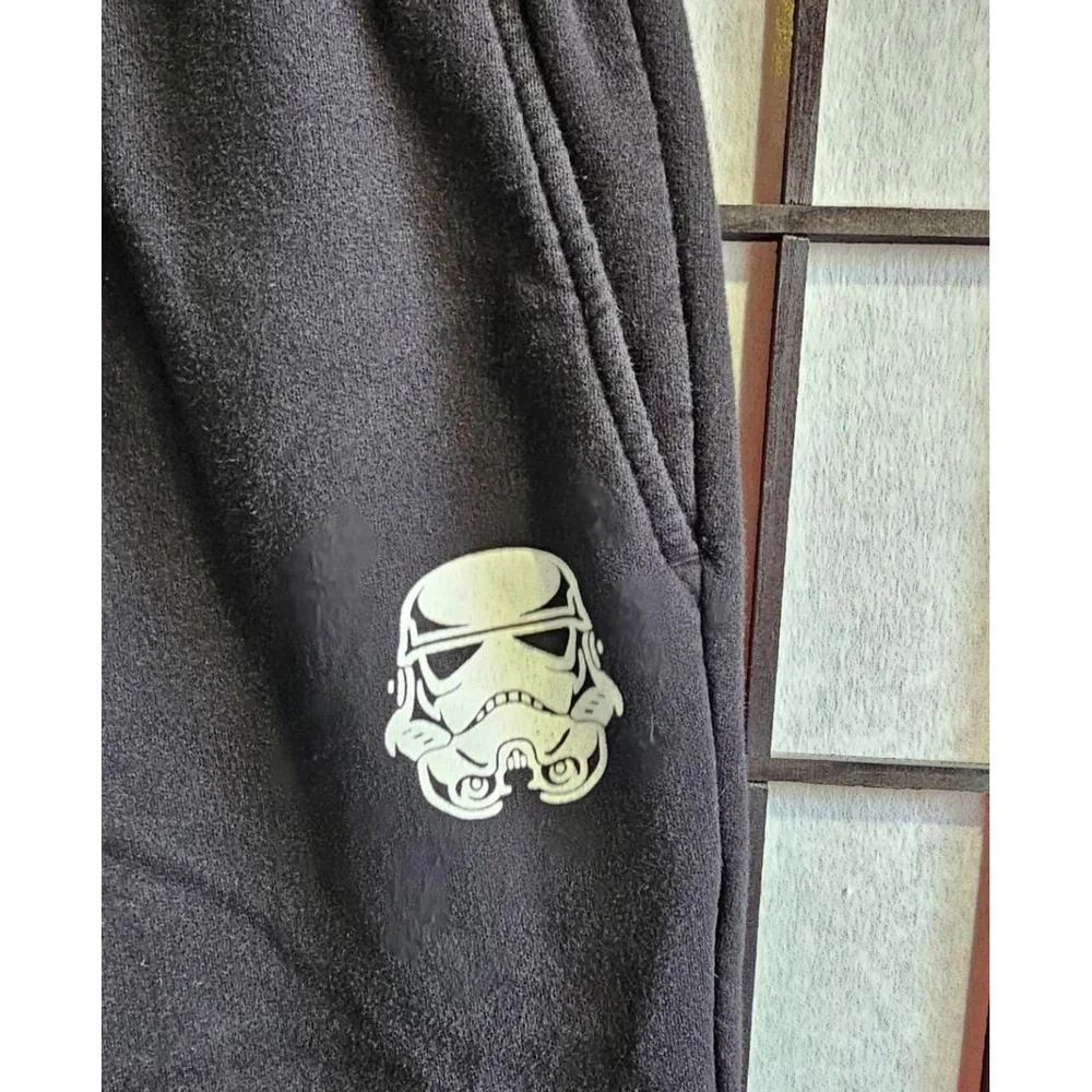 STAR WARS Joggers Mens Size M Black‎ Graphic Cuffed Stormtrooper Logo Sci-Fi